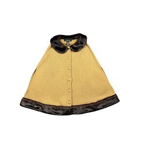 Dialogue Women's Faux Fur Merino Wool Cape Mob Wife Size L